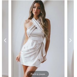 Stars Align Halterneck Satin Dress Champagne